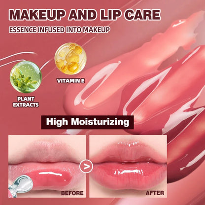 Blushimmer QIBEST mirror pearl lip gloss with long-lasting shine, moisturizing formula, glitter finish, and jelly pout lip tint.