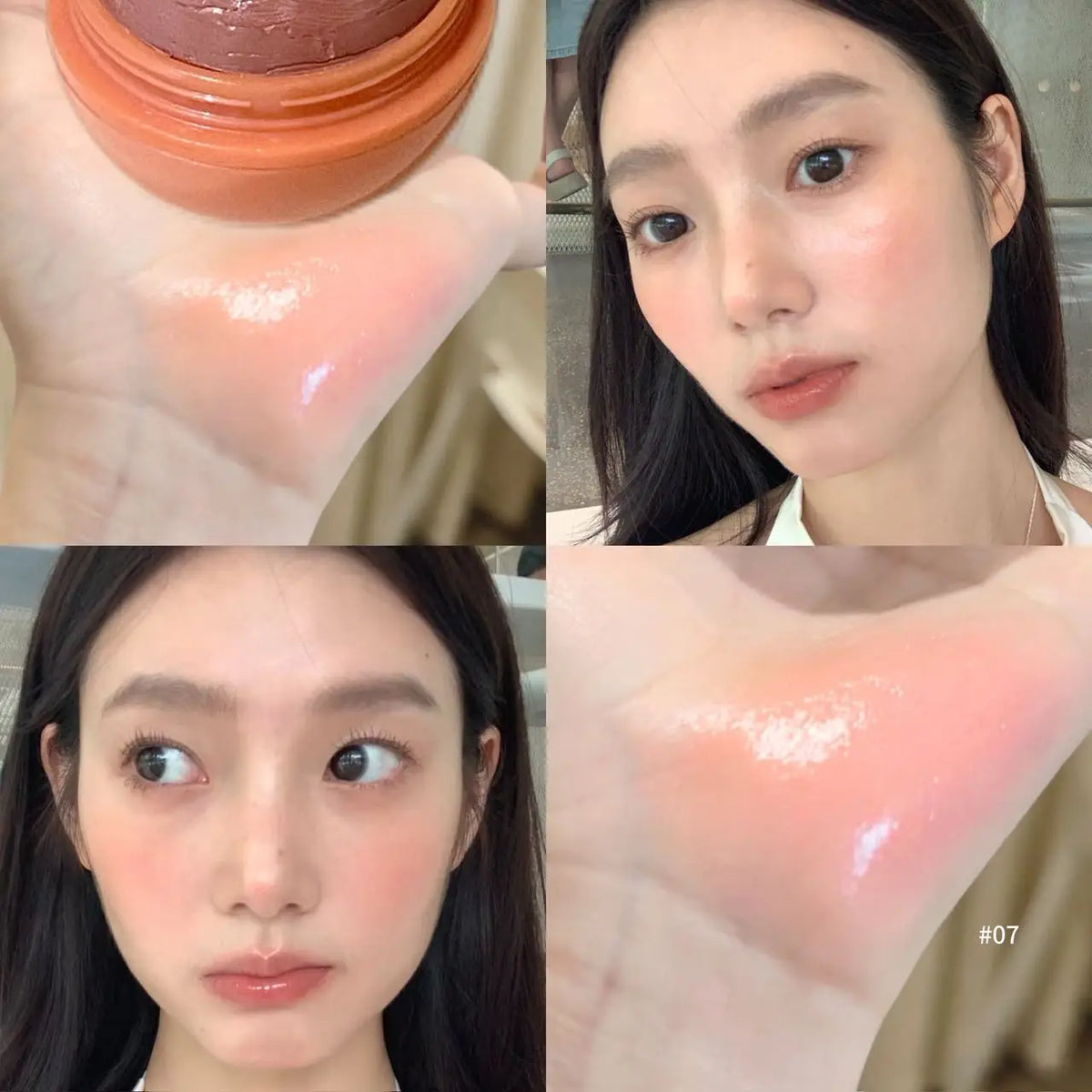 Blushimmer Herorange Peach Ball Cloud Velvet Blush Cream with fine powder texture, dewy finish, natural glow, long-lasting makeup effect.
