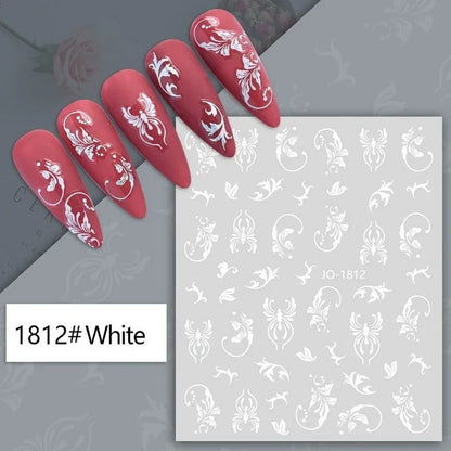 Black and white nail art stickers by Blushimmer featuring sexy woman girl design for press-on nails and decorative nail wraps.