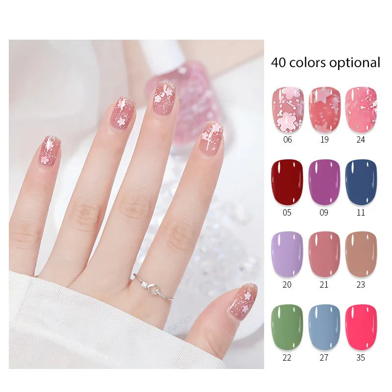 Blushimmer 10ml water-based semi-permanent nail polish bottle with colorful quick-dry, tearable formula for DIY manicures.