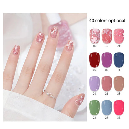 Blushimmer 10ml water-based semi-permanent nail polish bottle with colorful quick-dry, tearable formula for DIY manicures.