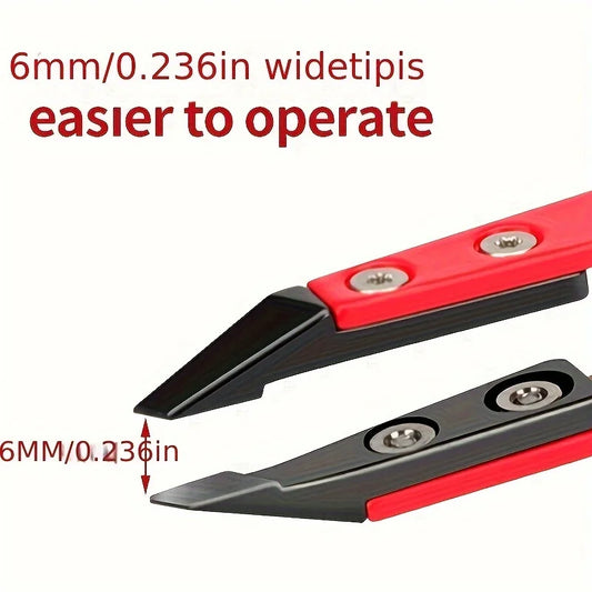 Blushimmer zirconia ceramic pointed tweezers with stainless steel slanted tips for eyebrows, eyelashes, beards, and hair grooming.