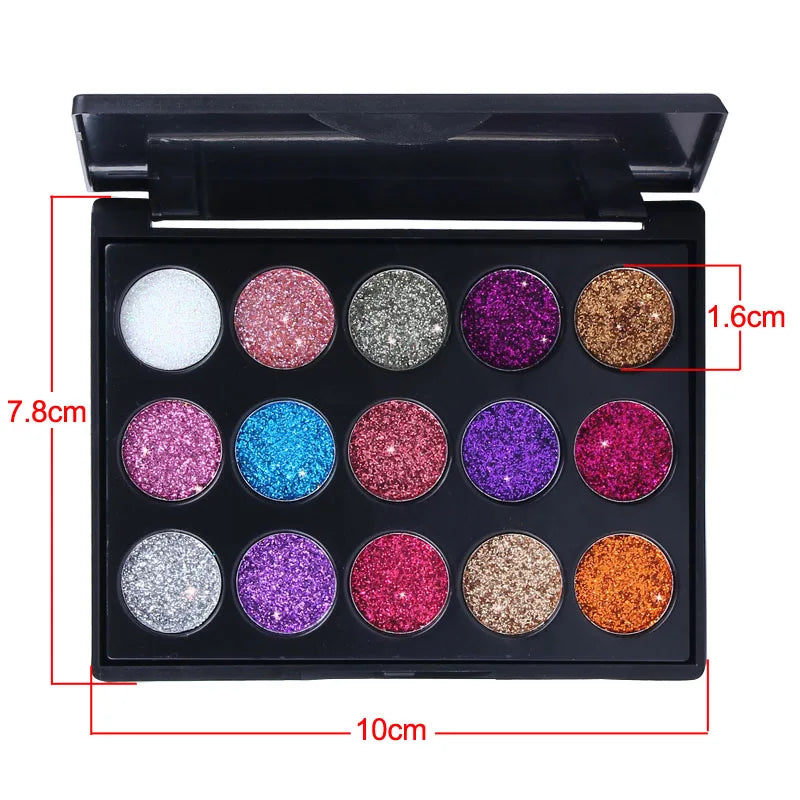 Blushimmer CmaaDu 15-color gold scallion powder diamond glitter eyeshadow tray with shimmering, waterproof, easy-to-apply eyeshadow.