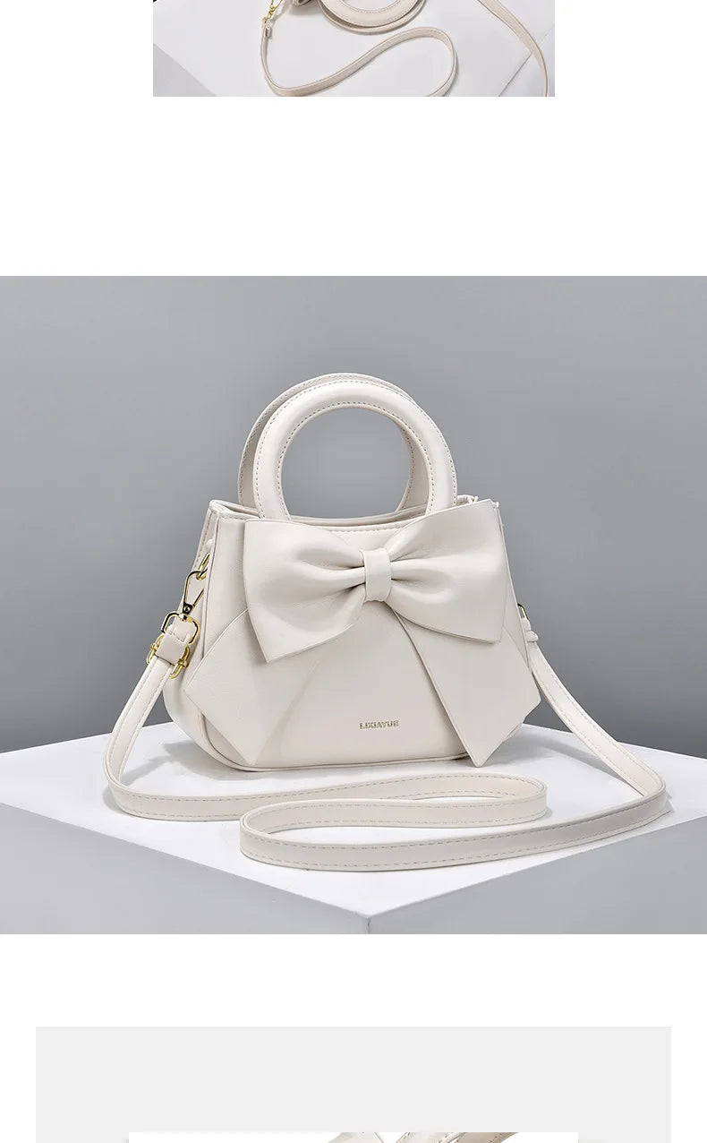 Fashion Casual Handbags For Women Cute Bow Black White Blue Kahki PU Handbags Trendy Daily Shoulder Underarm Bags bolsa feminina