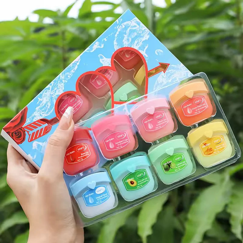 Blushimmer Fruit Series lip balm set with 4, 6, or 8 moisturizing, refreshing, non-sticky lip masks for soft, healthy lips.