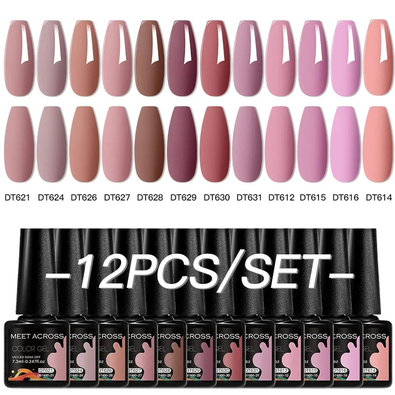 12-piece all-season nail gel polish set by Blushimmer featuring multicolor, long-lasting UV and LED nail supplies for women.