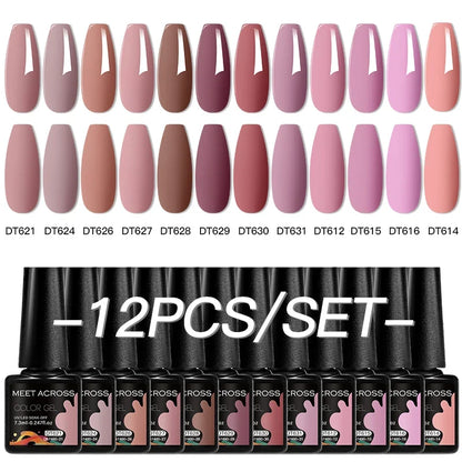 12-piece all-season nail gel polish set by Blushimmer featuring multicolor, long-lasting UV and LED nail supplies for women.