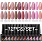 12-piece all-season nail gel polish set by Blushimmer featuring multicolor, long-lasting UV and LED nail supplies for women.
