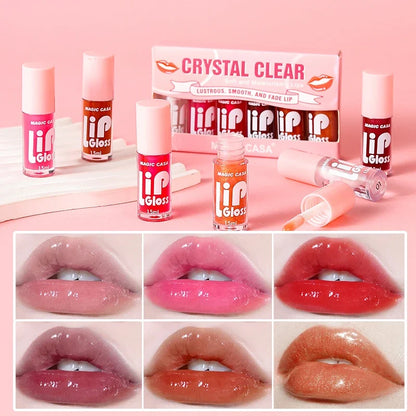 Blushimmer MAGIC CASA 6-piece water-gloss jelly lip oil set featuring hydrating, plumping, long-lasting makeup base products.