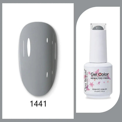 Clou Beaute 15ml semi-permanent gel nail polish in vibrant red, black, white, green, neon colors with velvet top coat, by Blushimmer