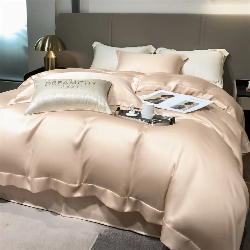 Silky 100% Bamboo Bedding Set Organic Pure Bamboo Duvet Cover Set with Quilt Cover Bed Sheet Pillowcase Luxury Cooling Bed Linen
