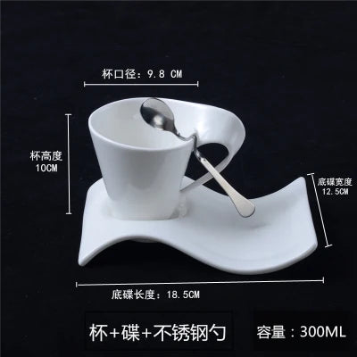 Creative Wavy Ceramic Espresso Cup Home Breakfast Dessert Milk Mug White Porcelain Coffee Cup Couple Mug Gift Home Decor Modern