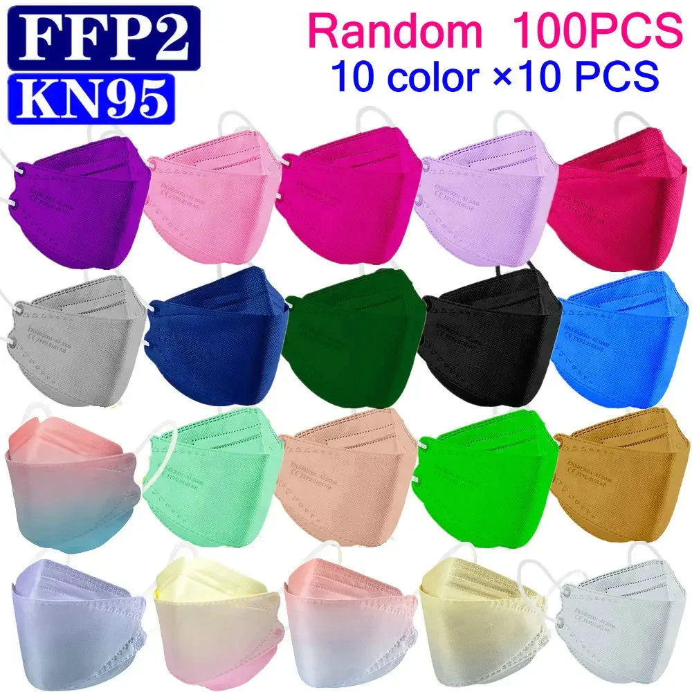 KN95 FFP2 CE 15 Color Wholesale Fish Mask  Hygienic Mascarillas Protective Respirator Anti-Fog Adult FPP2 Reusable Masques