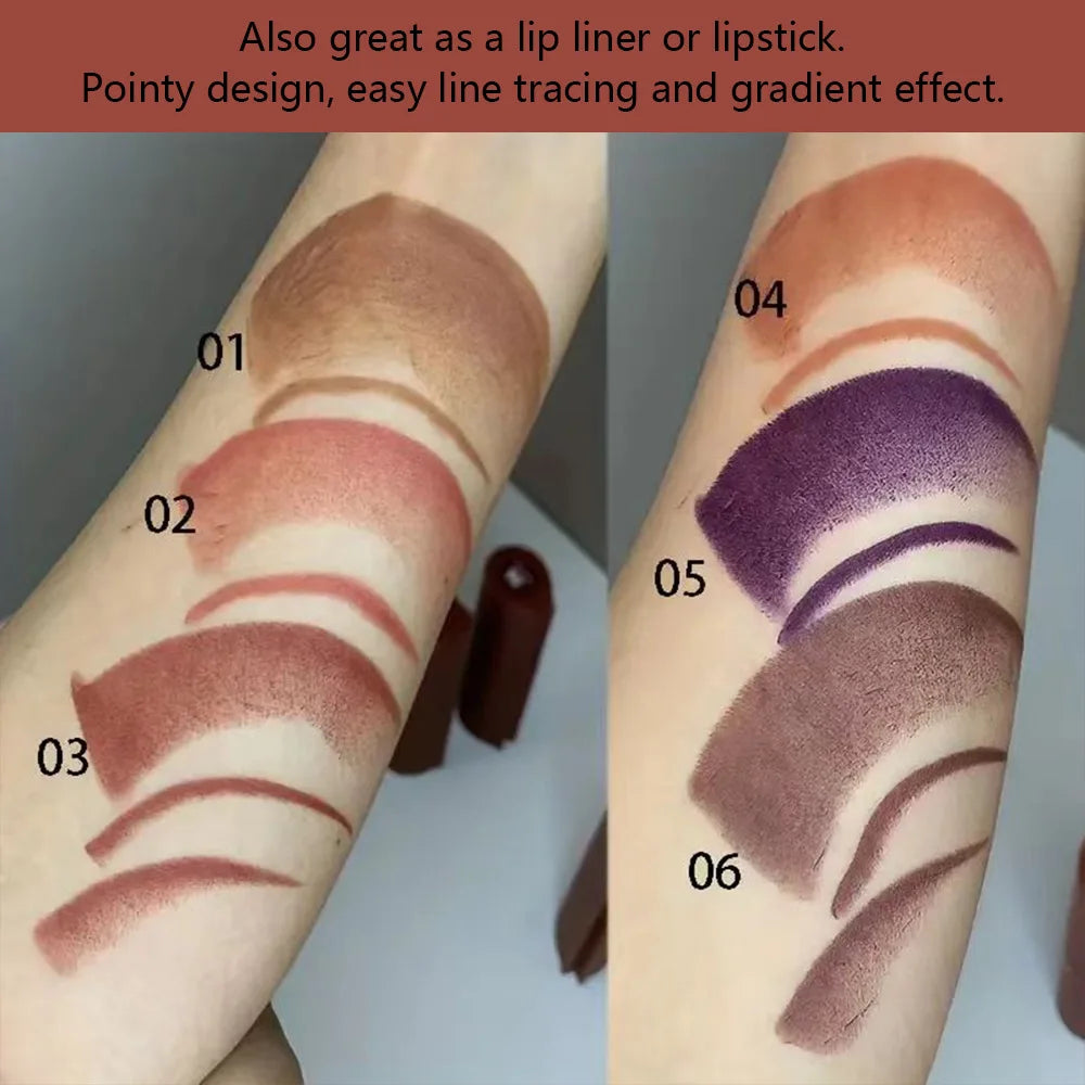 Blushimmer tapered gradient lip liner crayon in matte black brown velvet finish, waterproof, non-sticky contouring lip makeup.