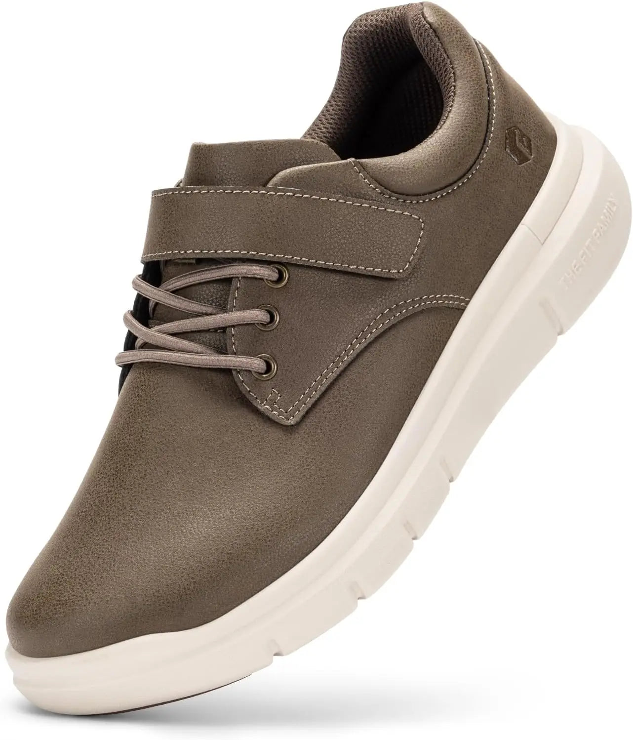 FitVille Men'S Diabetic Shoes Wide Width Leather Oxford Dress Walking Shoe Hook And Loop Orthopedic Sneakers For Swollen Foot