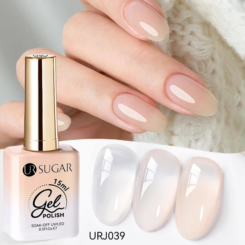 Blushimmer UR SUGAR 15ml jelly translucent white gel polish for semi-permanent UV nail art and soak-off gel varnish.