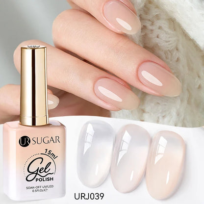 Blushimmer UR SUGAR 15ml jelly translucent white gel polish for semi-permanent UV nail art and soak-off gel varnish.