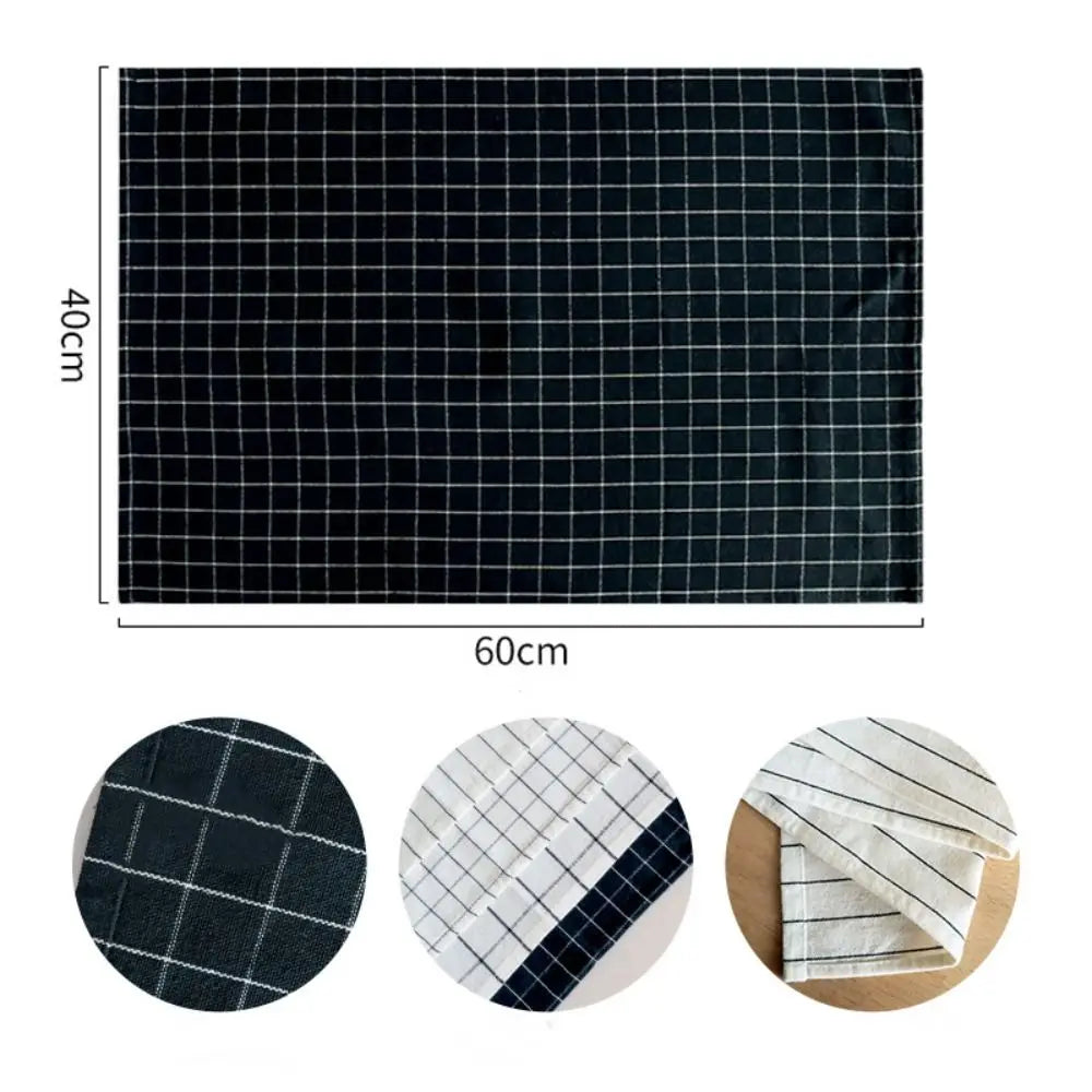 Tea Towel 40x60cm Kitchen Towel Cotton Printed Dish Cleaning Cloth Stripe Plaid Durable Table Napkin Dinner