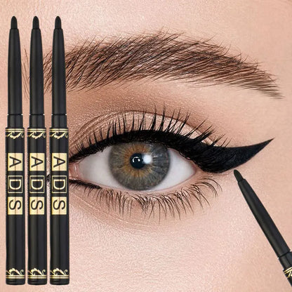 Three Blushimmer waterproof black eyeliner pencils with twist application for smudge-proof, sweatproof, flawless eye makeup.
