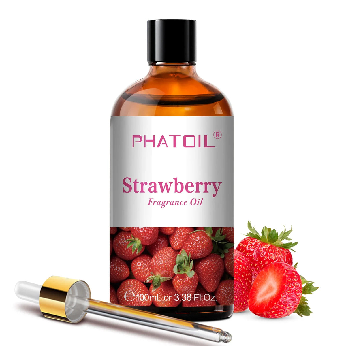 Blushimmer PHATOIL 100ml aromatherapy fragrance oil with coconut, vanilla, strawberry, cherry, and lemon scents for diffusers and candles.