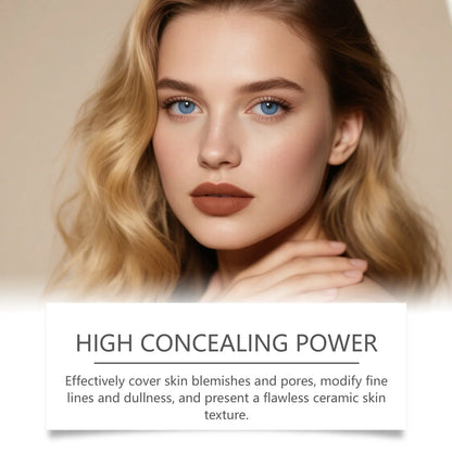 Blushimmer 2-in-1 color-changing foundation makeup stick with double head brush, lightweight liquid base for brightening and matte finish
