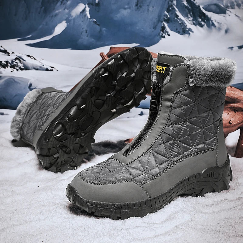 Brand Men's Winter Shoes Waterproof Men's Boots Warm Plush Fashion Snow Boots Outdoor Non-slip Hiking Boots Men Work Ankle Boots