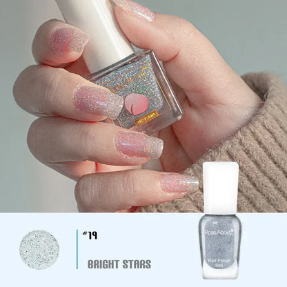 Blushimmer 40-color no-bake water-based nail polish with glitter sequins, quick-drying, long-lasting, nude shades, healthy formula