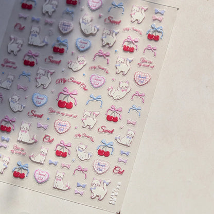 Brown 5D Japanese Kawaii Bear nail art stickers by Blushimmer, self-adhesive cartoon bear decals for DIY nail decoration.