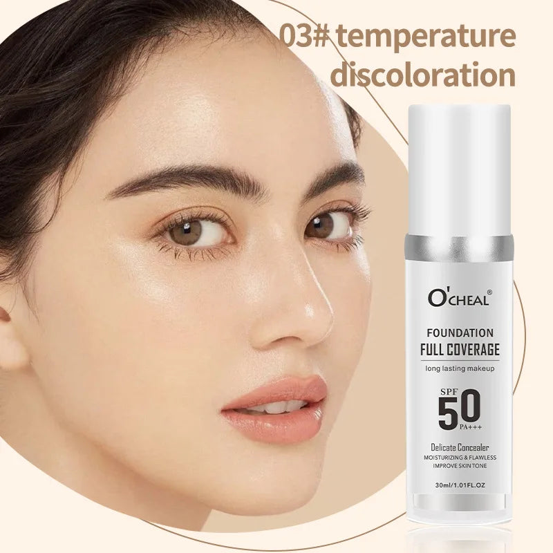 Blushimmer color changing liquid foundation and waterproof concealer in sleek packaging, full coverage, moisturizing, oil-control makeup