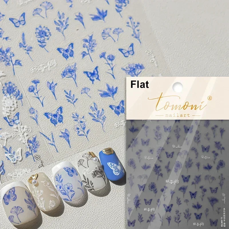 Shiny jelly butterfly 5D nail art sticker with rhinestones and insect design, perfect for DIY manicure decoration by Blushimmer.
