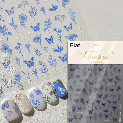 Shiny jelly butterfly 5D nail art sticker with rhinestones and insect design, perfect for DIY manicure decoration by Blushimmer.