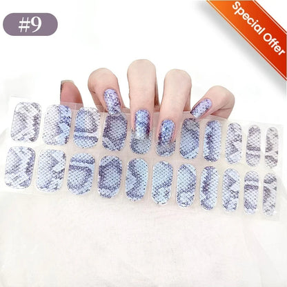 Blushimmer gradient French semi-cured gel nail sticker set with 20 tips, full cover wraps for UV lamp manicure, press-on nails decal
