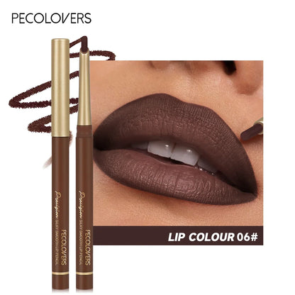 Blushimmer matte 6-color lip liner pencil with bevel design, nude brown shades for natural lip contouring and lasting makeup.