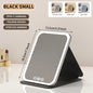 Blushimmer 3-color dimmable LED makeup mirror with touch screen, foldable design for travel and home use, rechargeable tabletop mirror