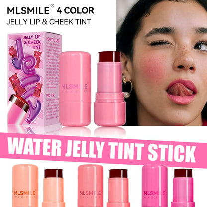 Blushimmer Milk Cooling Water Jelly Tint Lip and Cheek Stick with transparent packaging and vibrant pink product inside.