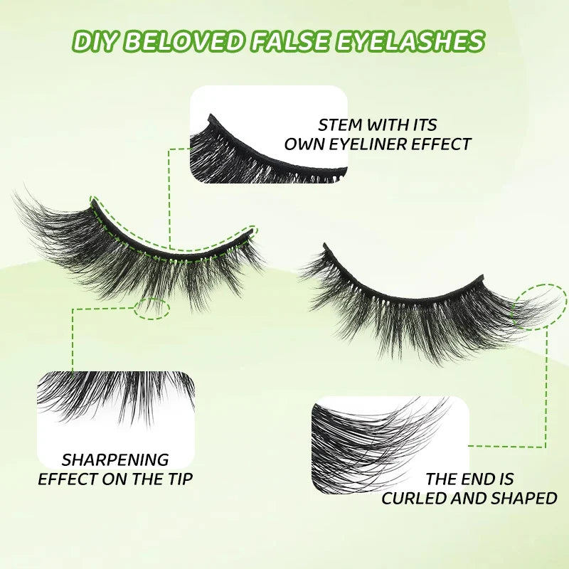 DINGSEN 5 pairs of fluffy cat eye mink strip eyelashes with wispy, natural look for enhanced eye beauty, by Blushimmer