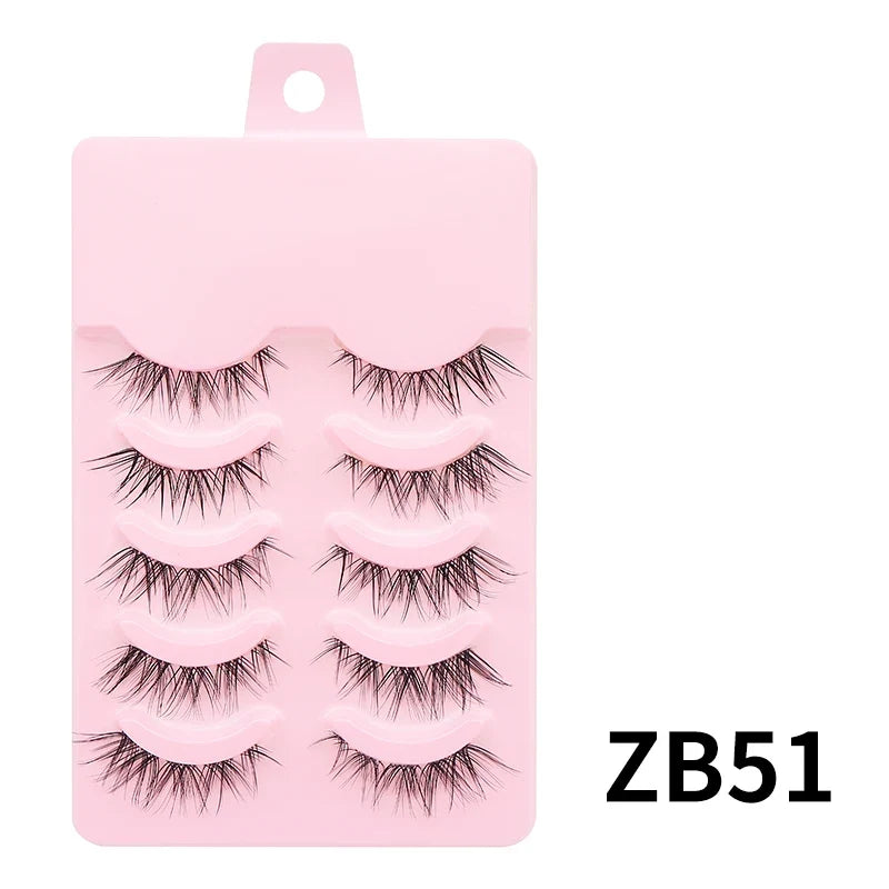 Blushimmer DINGSEN fake anime eyelashes with clear band, 5 pairs of natural, daily manga-style little devil lashes.