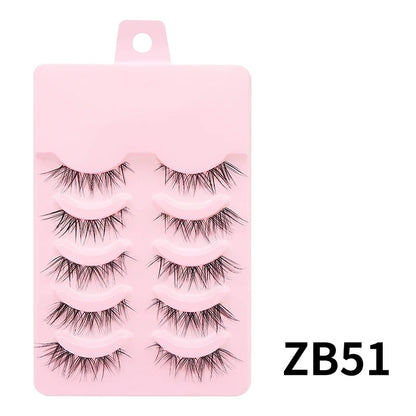 Blushimmer DINGSEN fake anime eyelashes with clear band, 5 pairs of natural, daily manga-style little devil lashes.