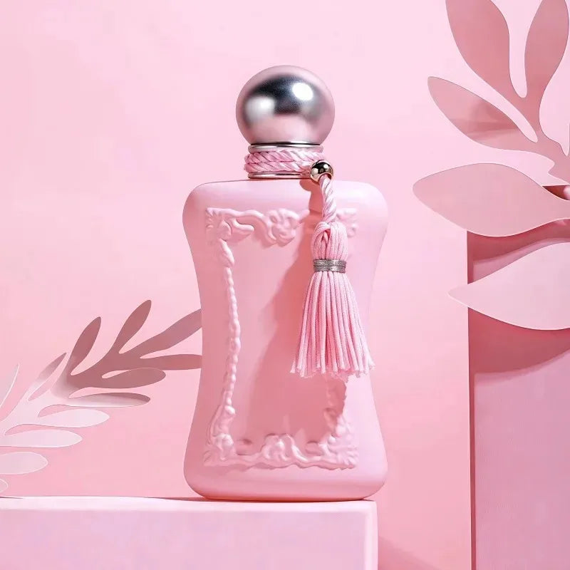 Blushimmer 75ML women's floral parfum body spray with lasting scent and pheromones, featuring elegant perfume bottle design.