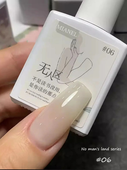 Blushimmer Mianel Japanese-style fairy gel nail polish in white pink nude and clear shades, perfect for summer pink nail designs.