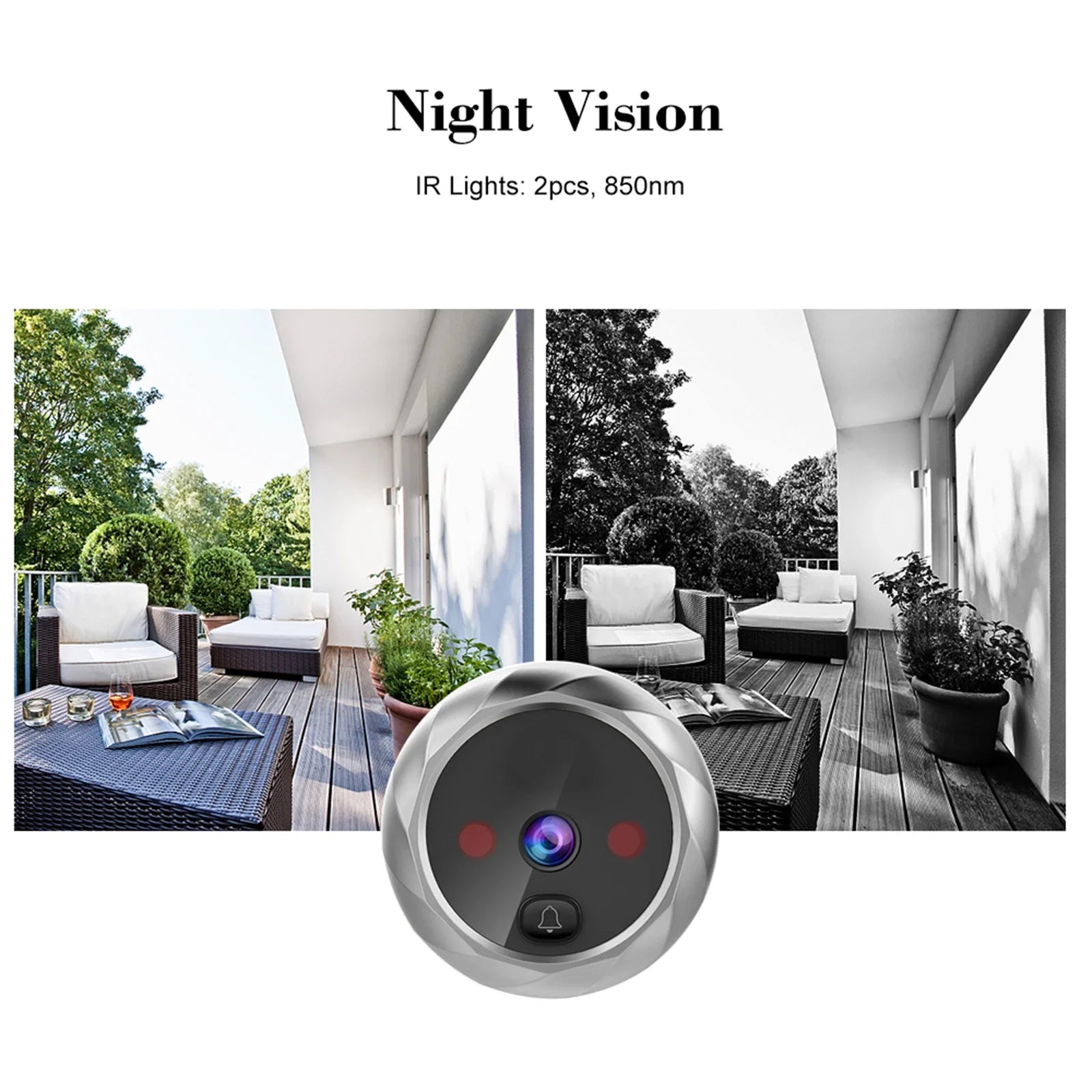 2.8-inch Night Vision Photo Shooting Digital Door Monitoring Digital Door Viewer Peephole Door Camera Doorbell for Home Security