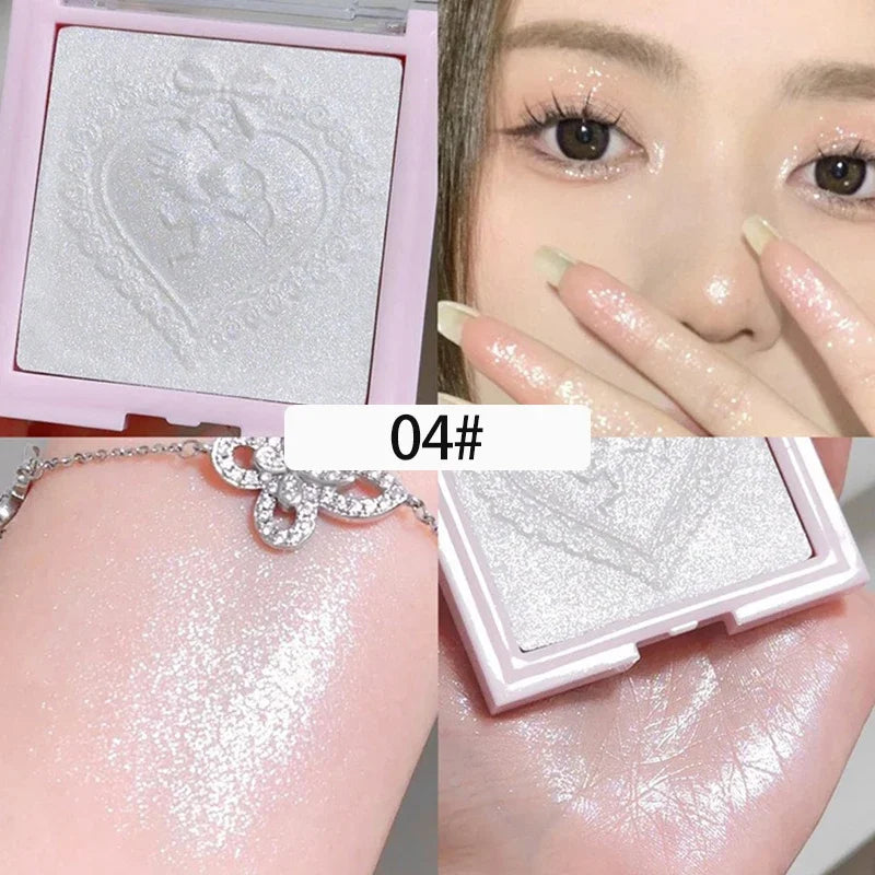 Blushimmer Love Angel high gloss powder highlighter palette with peach fairy and glitter bronzer for face and body illumination
