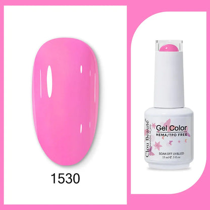 Blushimmer Clou Beaute 15ml neon gel nail polish with red, black, white, green colors, velvet finish, semi-permanent varnish, base and top coat