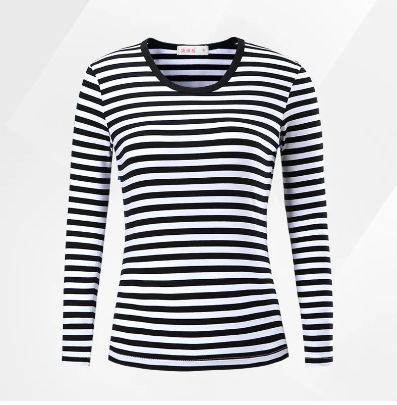 Men's striped long sleeve T-shirt from LIBRECLANS, casual and fashionable, large-sized top, suitable for Harajuku-inspired style.