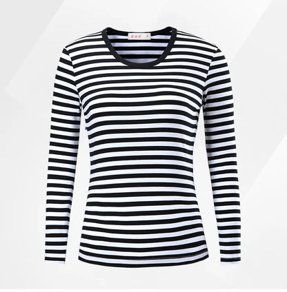 Men's striped long sleeve T-shirt from LIBRECLANS, casual and fashionable, large-sized top, suitable for Harajuku-inspired style.