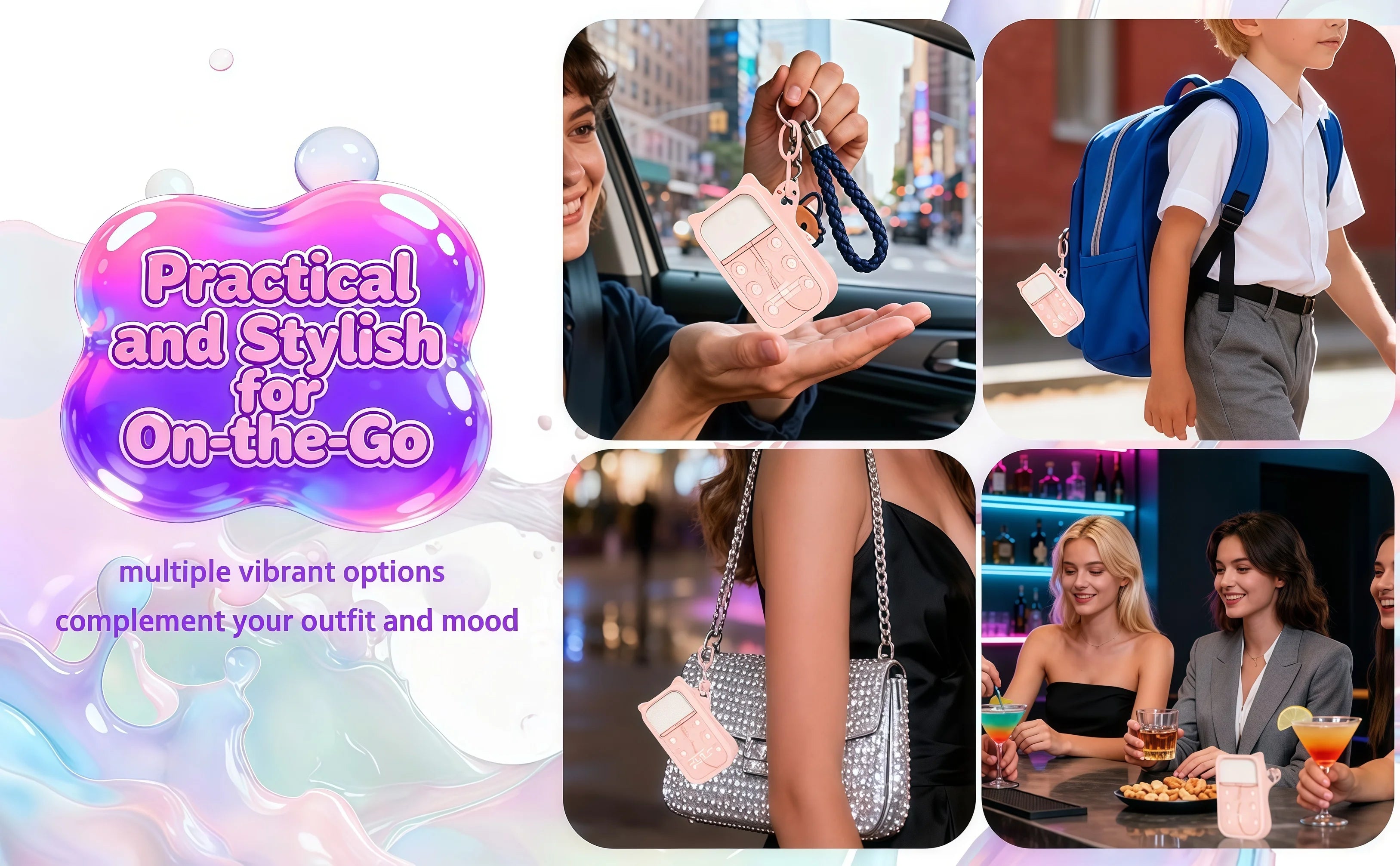 Hand Sanitizer Mist Case 1FL. OZ., Protective and Stylish Hand Sanitizer Spray Accessory, Silicone Case with Keyring，Portable