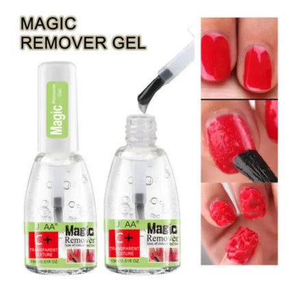 Blushimmer Magic Remover Gel 15ml for fast soak-off UV LED gel nail polish removal, manicure cleaner, and nail art tools.