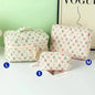 Cute quilted cotton makeup bag by Blushimmer with zipper, cloth design, portable cosmetic organizer for women and girls.