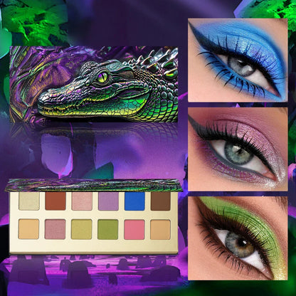 12-Color Crocodile Eyeshadow Palette - Matte & Shimmer
