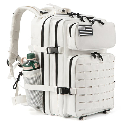 Adventure Club Store tactical backpack with water bottle holder, suitable for men and women, for outdoor activities and small school use.